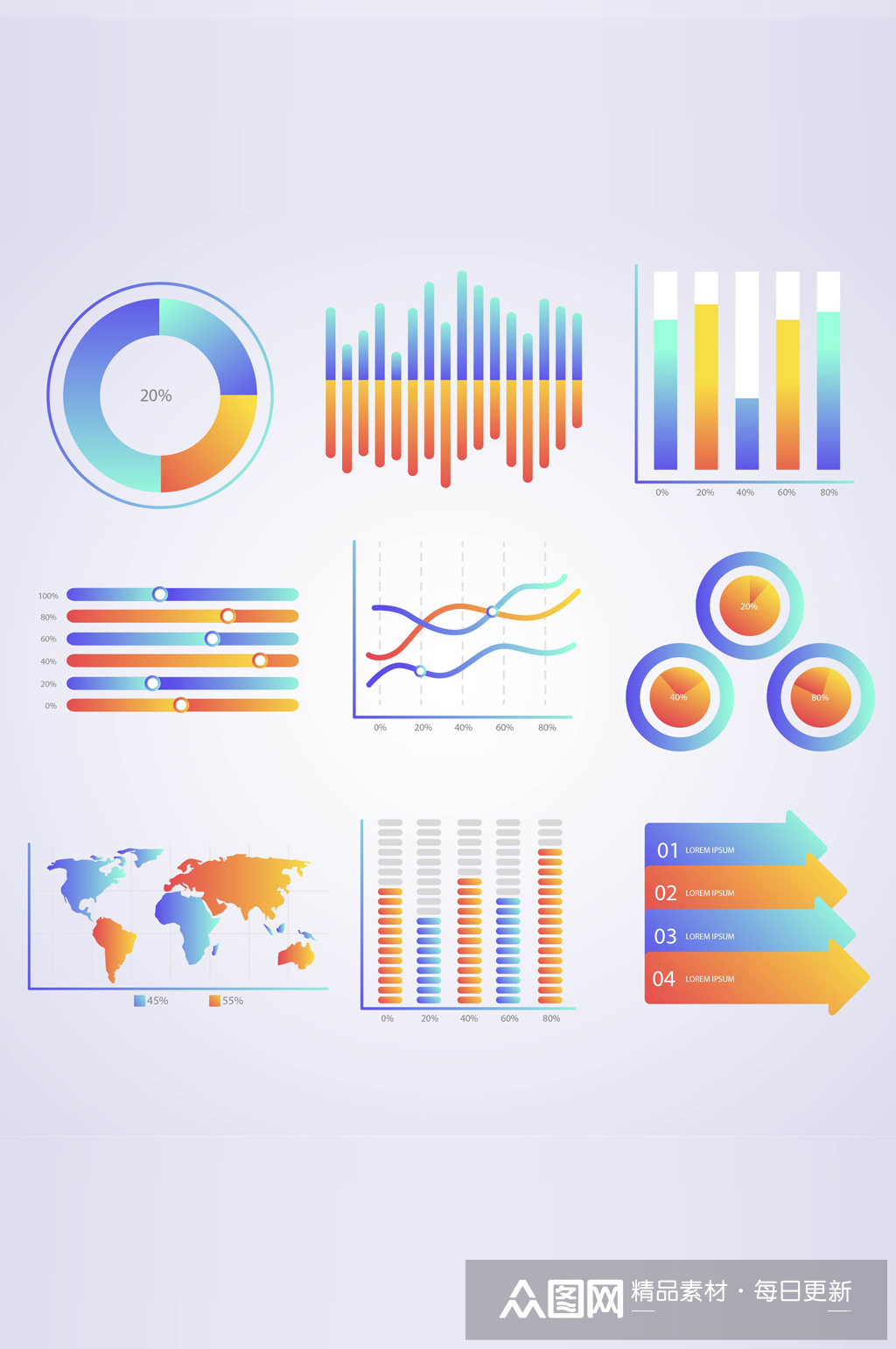 ai矢量数据分析图表科技数据图表元素
