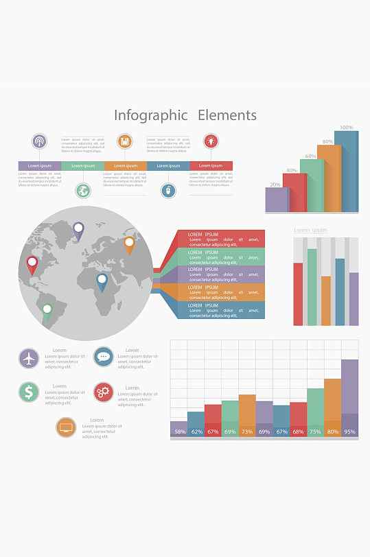 矢量数据分析可视化图标信息图表 科技数据图表元素
