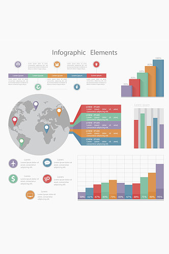 矢量数据分析可视化图标信息图表 科技数据图表元素