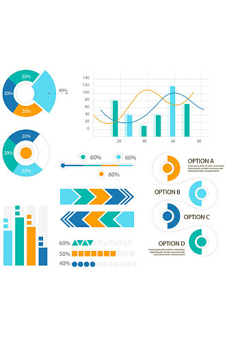 数据分析图标信息图表 科技数据图表元素