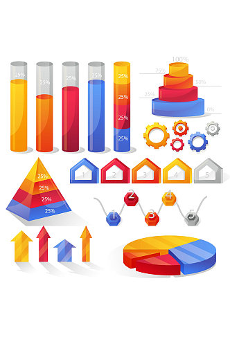 数据分析可视化图标信息图表 科技数据图表元素
