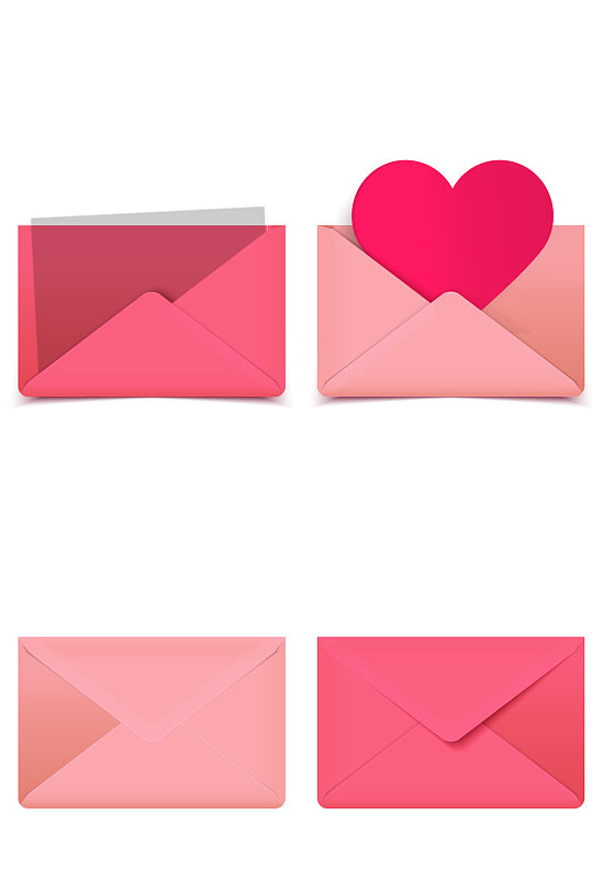 AI矢量情书粉色信封