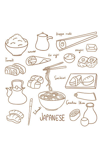 AI矢量手绘日本料理