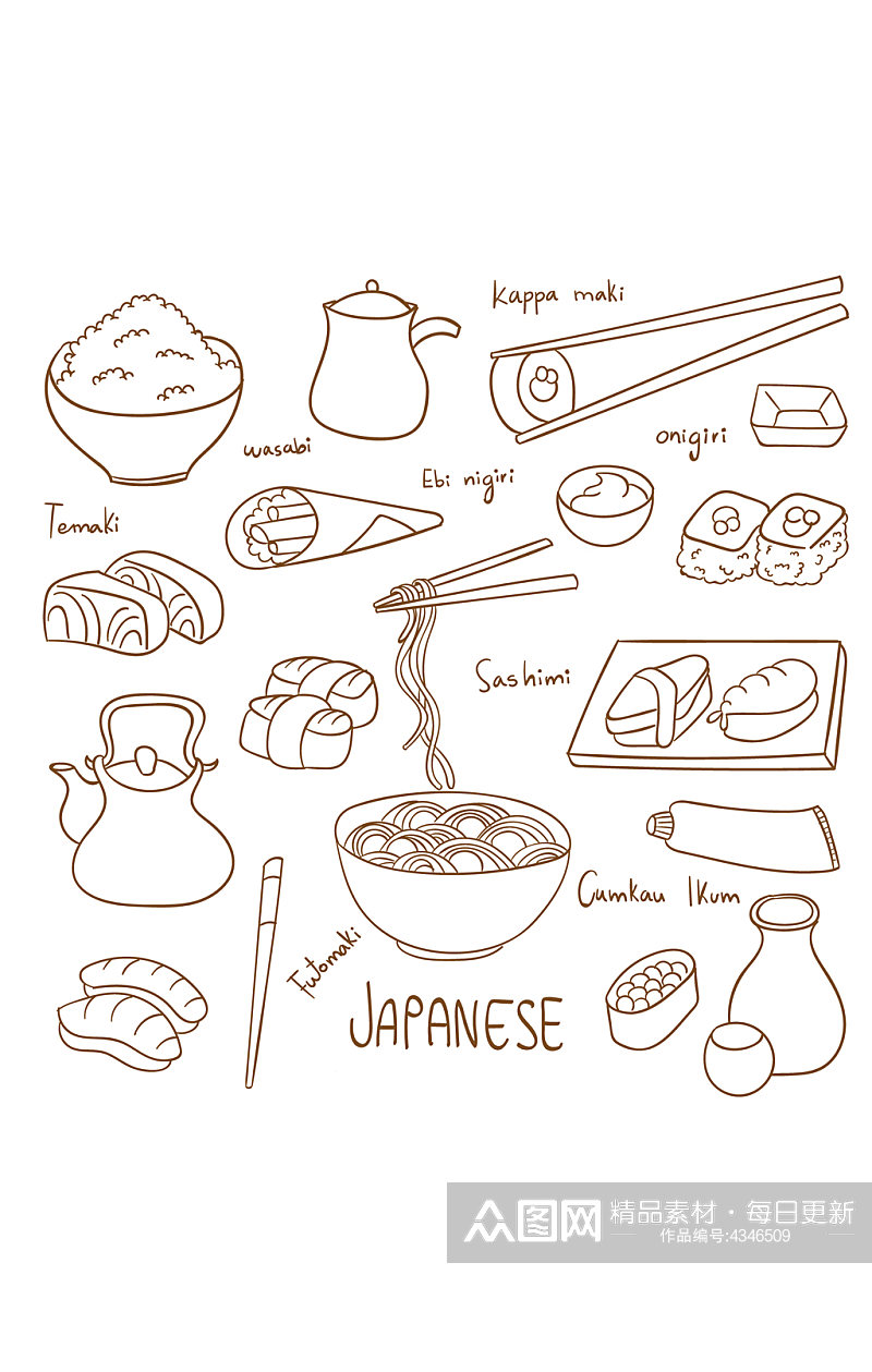 AI矢量手绘日本料理素材