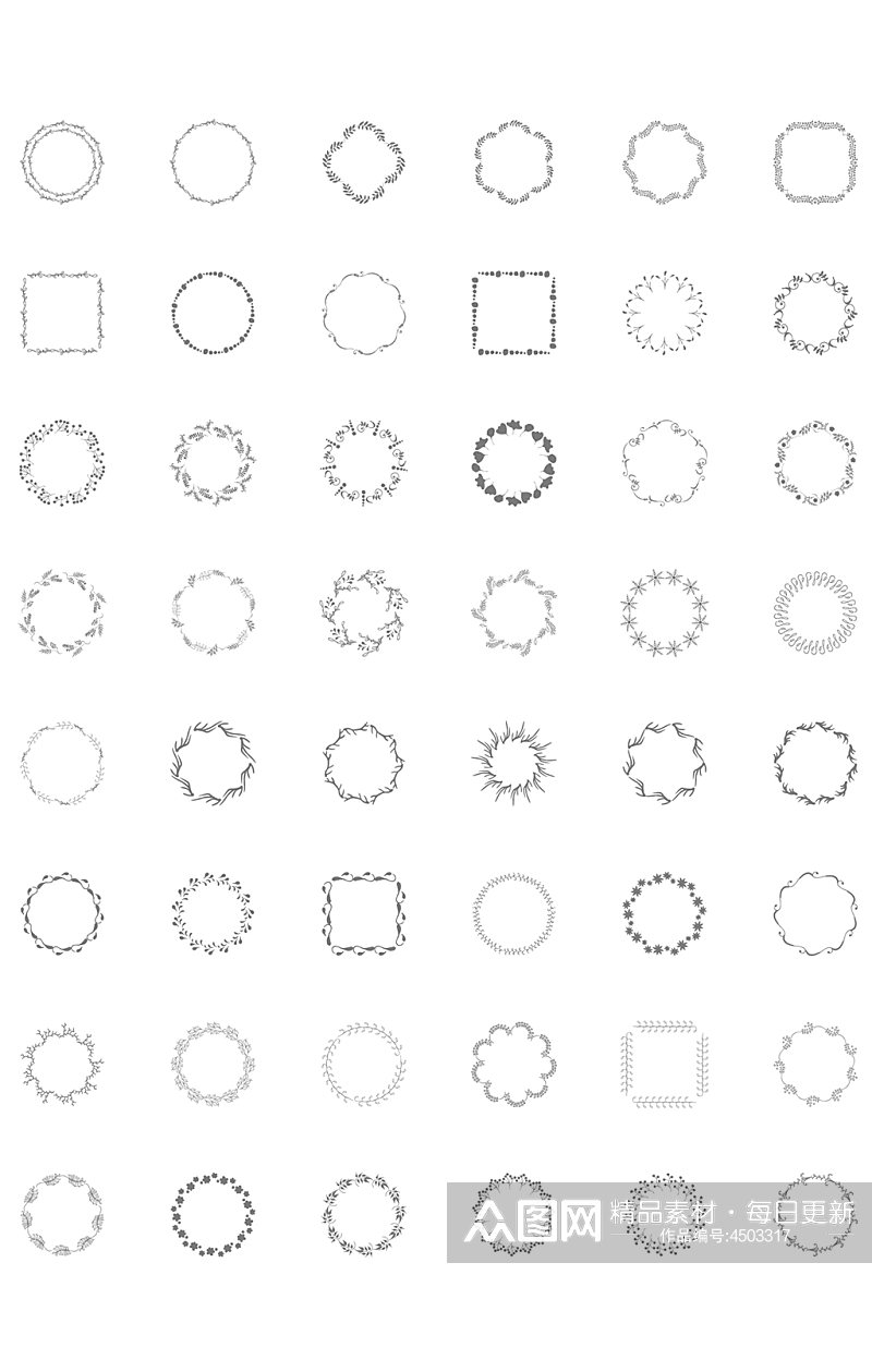 AI矢量花纹花圈圆圈素材