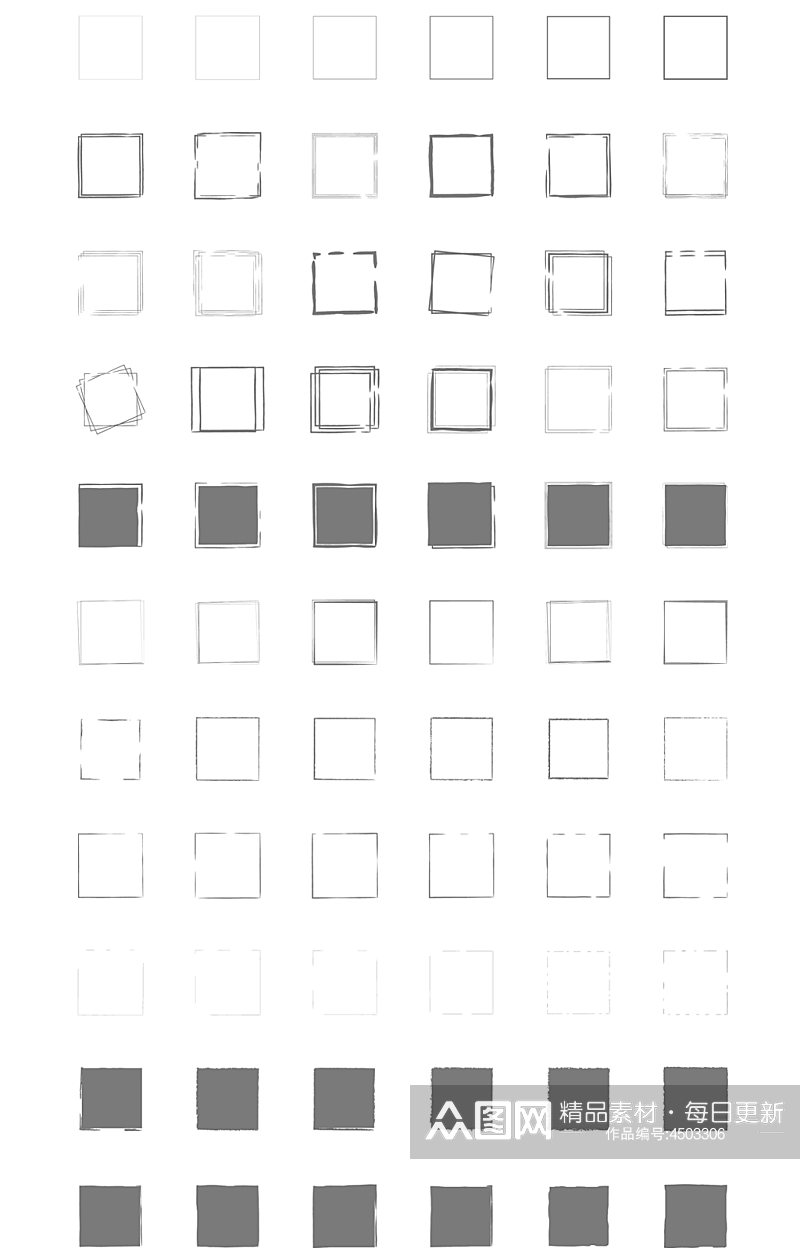 AI矢量正方形水墨形状素材