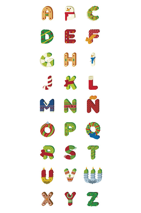 圣诞风英文字母免抠元素-众图网