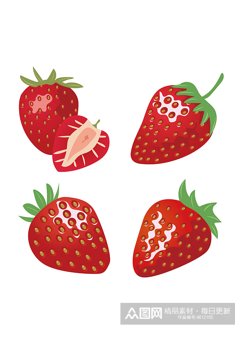 红色新鲜草莓免抠元素素材