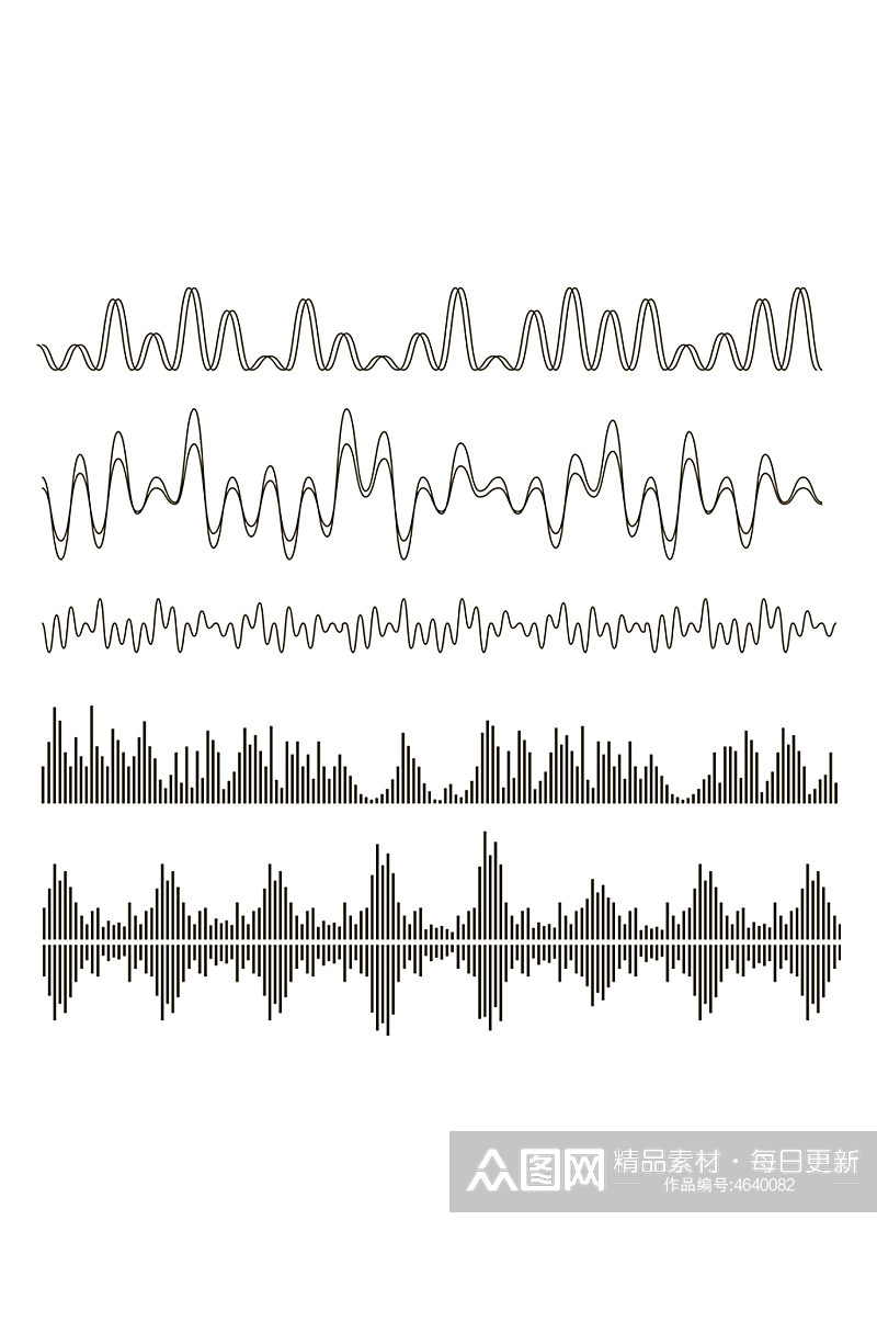 黑白色音波免抠元素素材