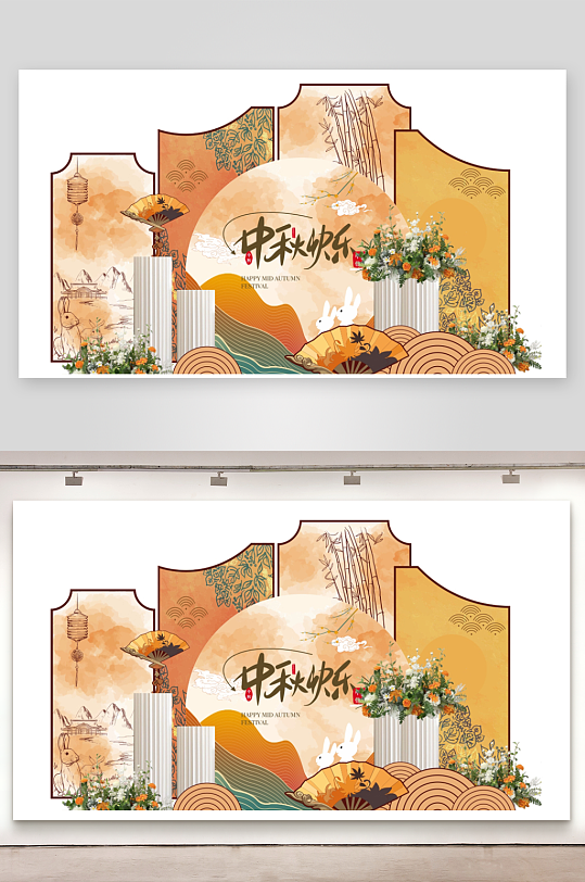 中秋节美陈布置商场活动中式中国风氛围装饰