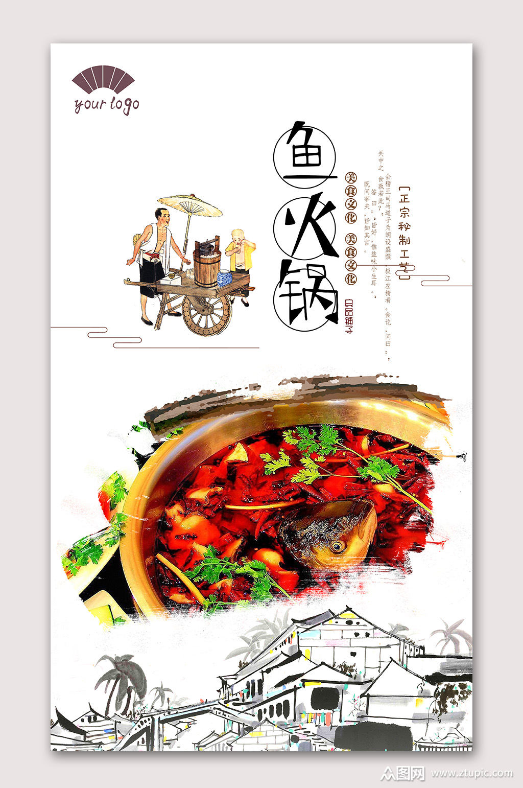 地道鱼火锅美食海报