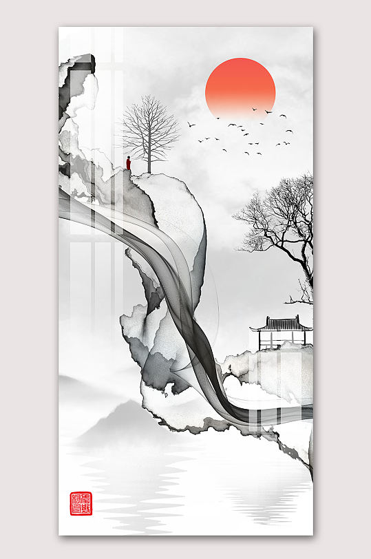 水墨挂画中国风海报