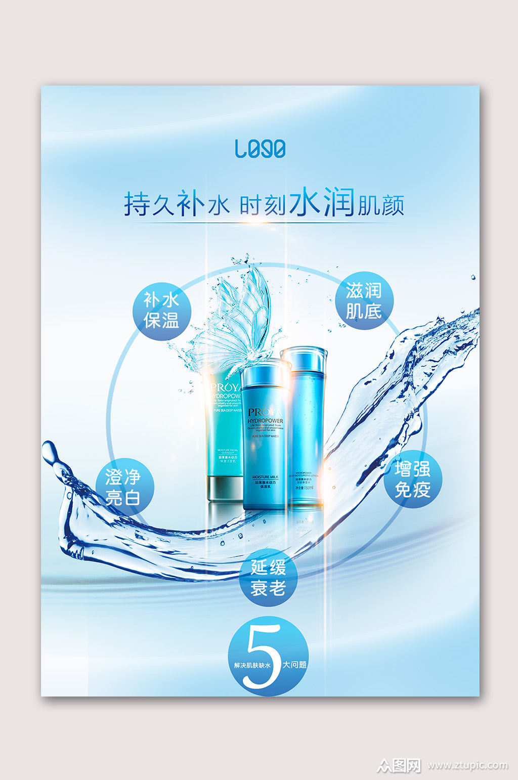 补水美白护肤品海报