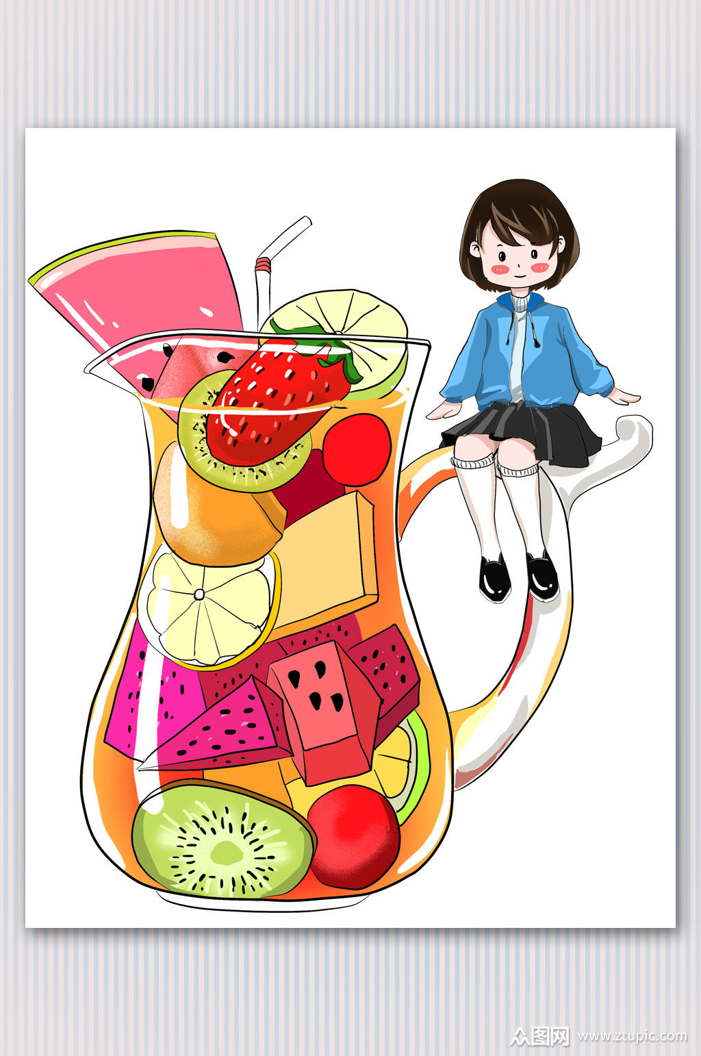 众图网独家提供手绘水果茶素材免费下载,本作品是由山
