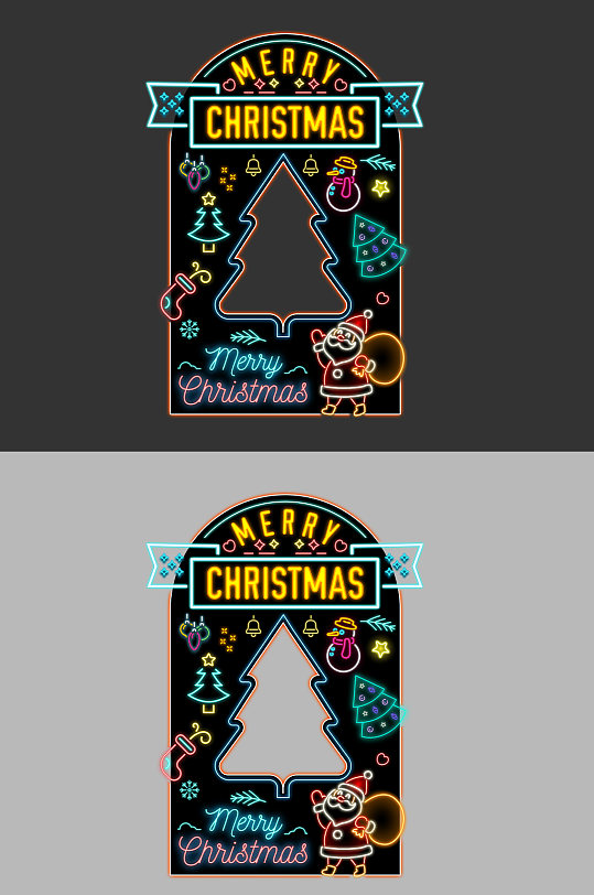 圣诞节霓虹创意造型商超拍照框-众图网