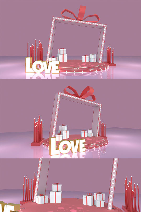 2022浪漫粉色网红牌拍照框堆头情人节美陈