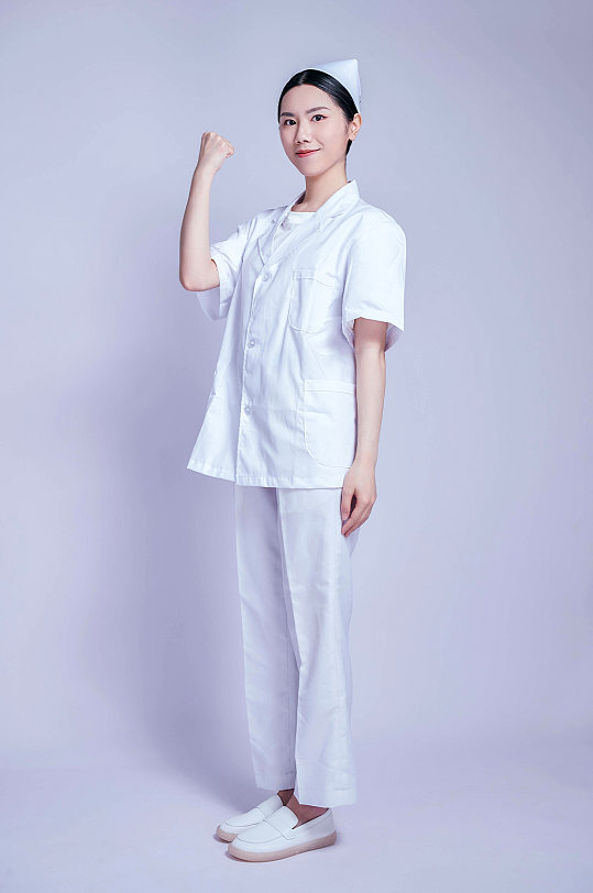 医疗护士女性加油打气医务人员商业摄影图片-众图网