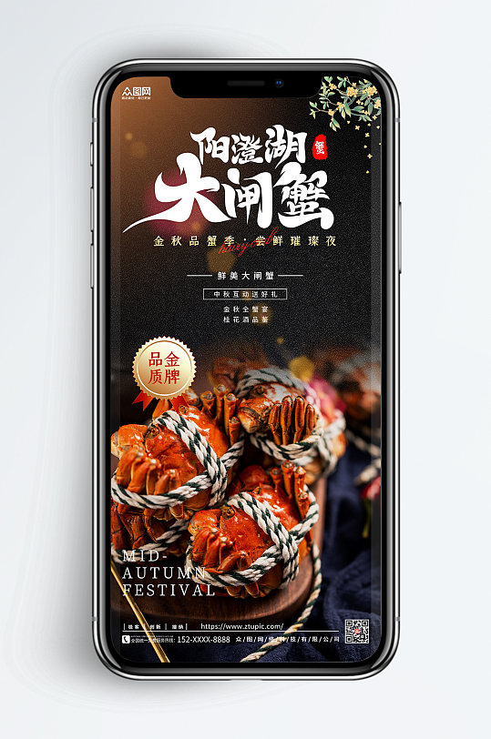 金秋大閘蟹中秋吃蟹螃蟹海報(bào)大閘蟹美食海報(bào)
