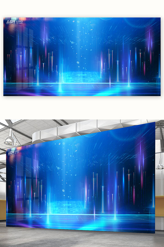大气蓝色科技企业背景图免抠背景图元素-众图网