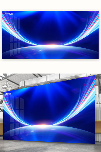 科技炫光元素商务展板背景免抠背景图片