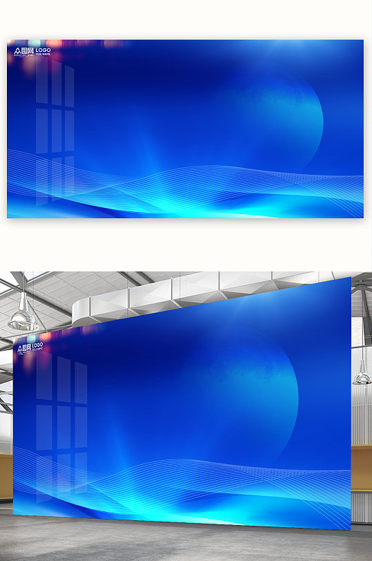 蓝色科技展板免抠背景图片背景素材
