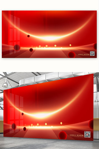 红色大气商务展板背景免抠背景图片