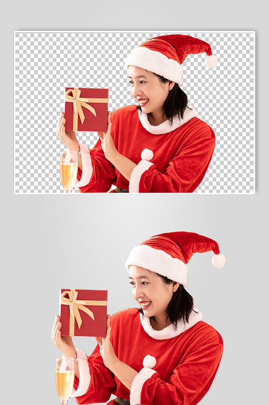 手拿礼物盒圣诞节PNG免抠摄影图片元素