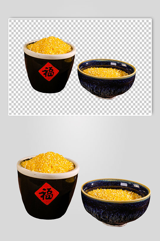 五谷杂粮红小米摆盘免抠元素PNG摄影图片