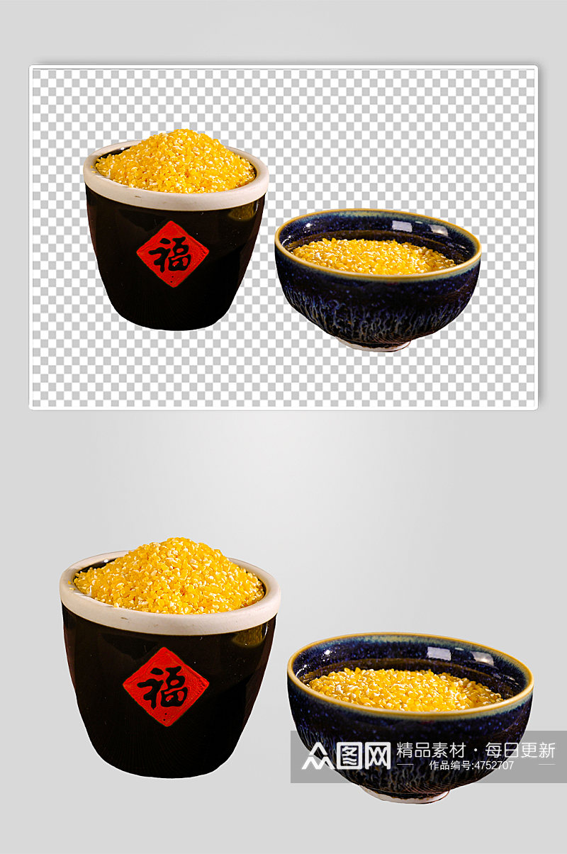 五谷杂粮红小米摆盘免抠元素PNG摄影图片素材