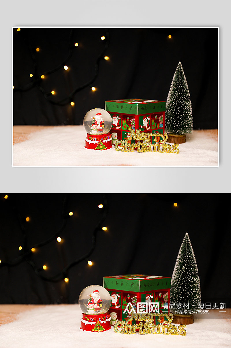 圣诞节物品圣诞礼盒水晶球元素摄影图片素材