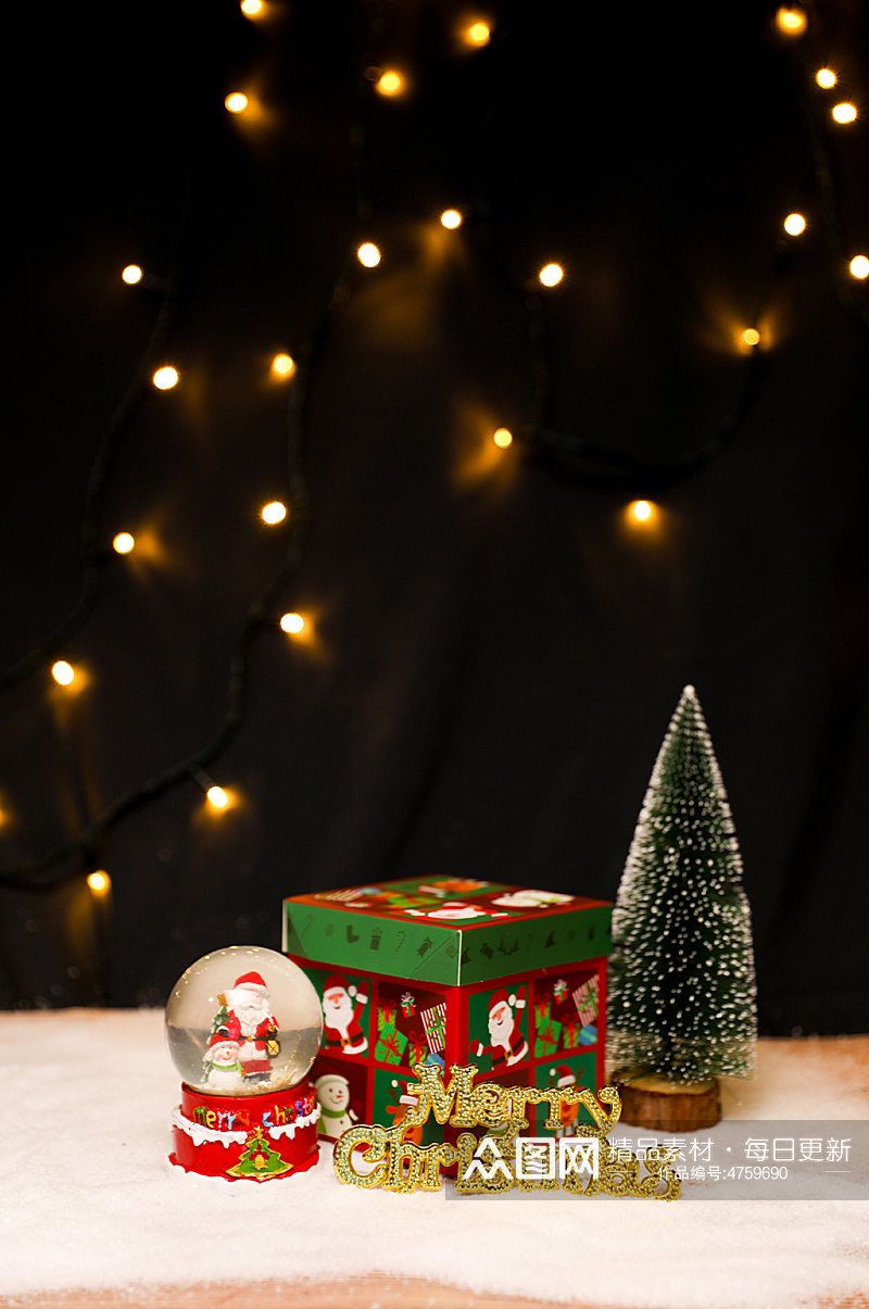 圣诞节物品圣诞礼盒水晶球元素摄影图片素材
