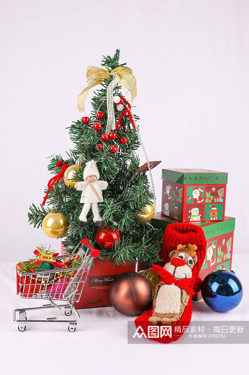 圣诞节圣诞树物品元素摄影图片素材