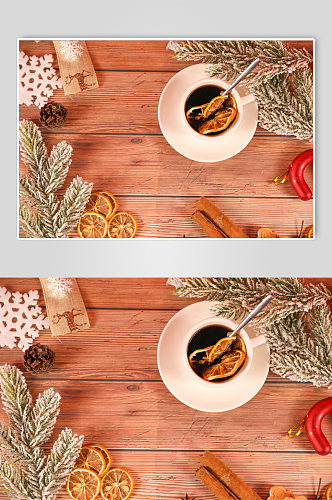 圣诞节美食物品主题元素背景摄影图片