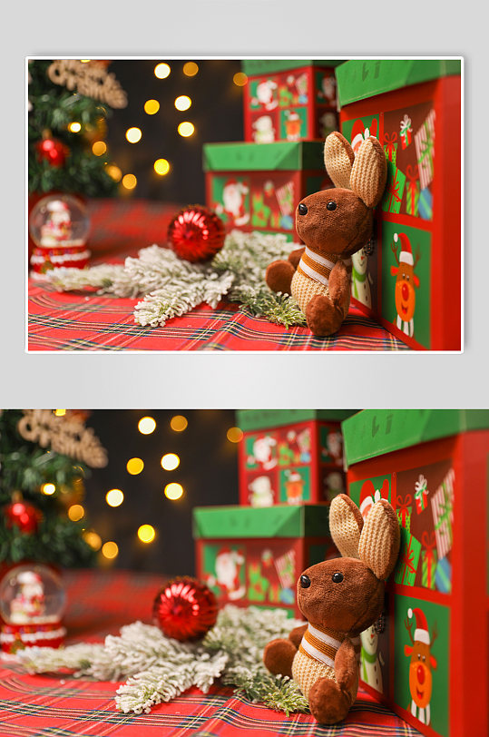圣诞节物品主题玩偶背景摄影图片