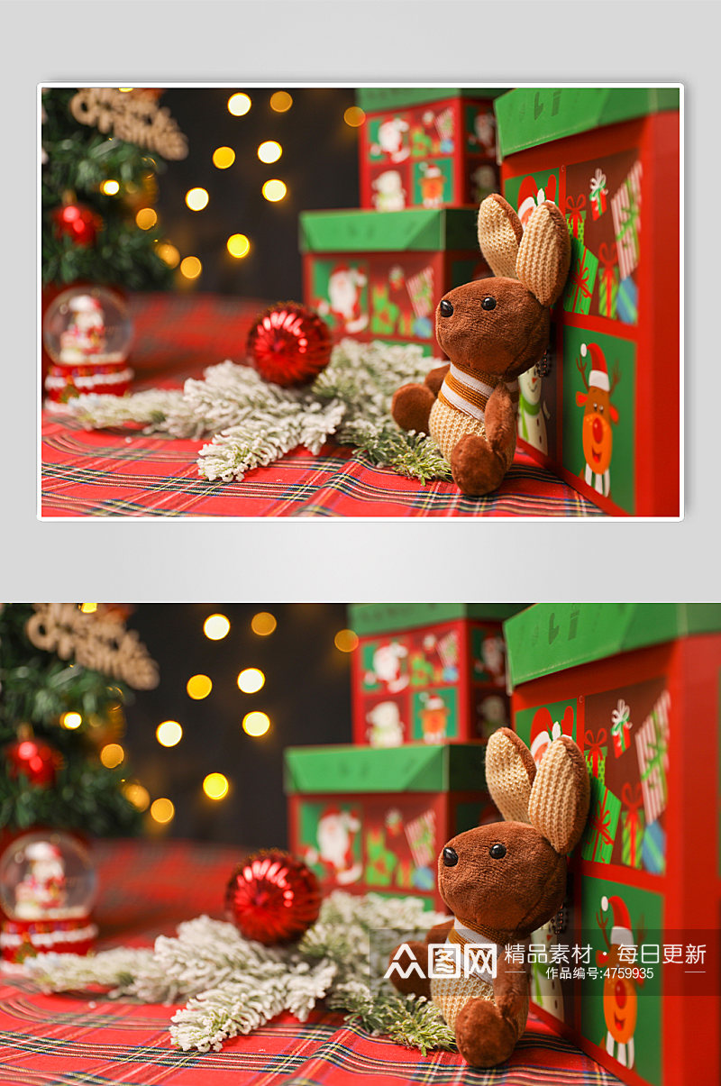 圣诞节物品主题玩偶背景摄影图片素材