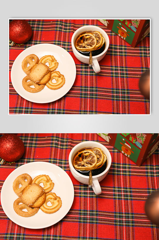 圣诞节美食饮料物品主题元素背景摄影图片
