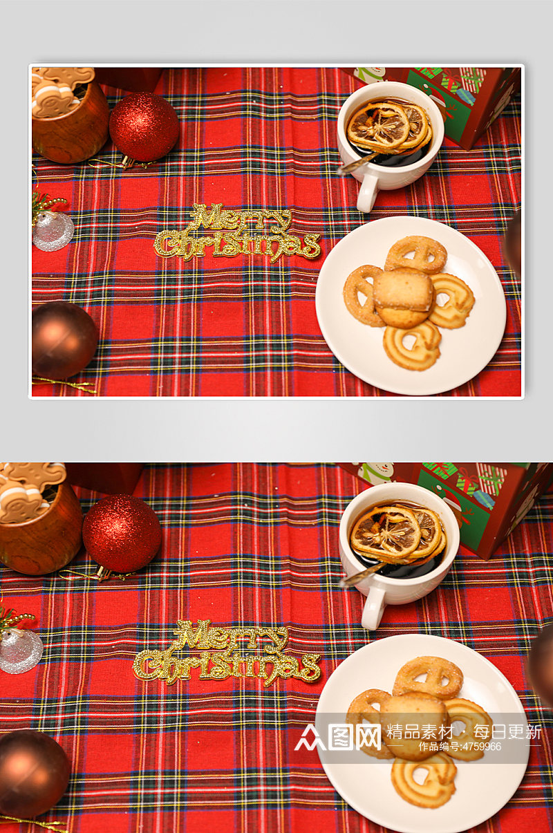 圣诞节美食物品主题元素背景摄影图片素材