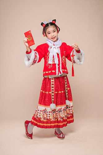 可爱汉服小女孩古风贺春节新年人物摄影图片