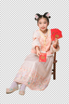 春节新年人物拿红包元素PNG免抠摄影图片