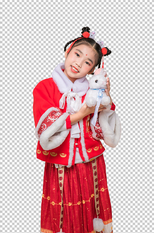可爱春节新年小女生古风PNG免抠摄影图片