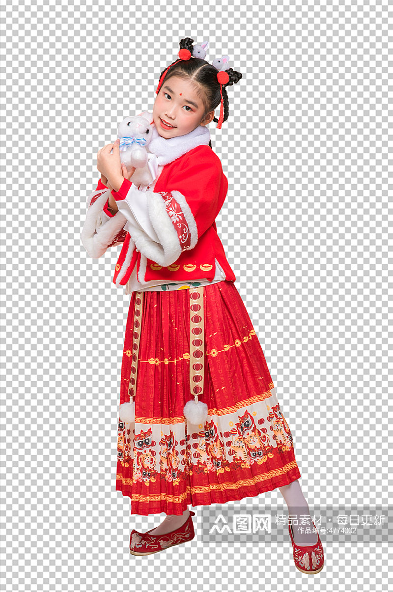 可爱春节新年小女生古风PNG免抠摄影图片素材