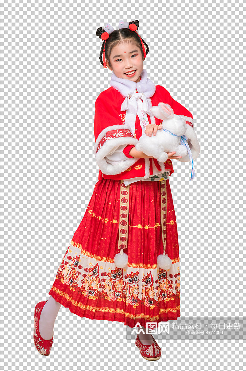 可爱春节新年小女生古风PNG免抠摄影图片素材