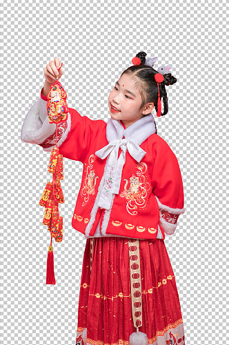 春节新年人物拿礼盒元素PNG免抠摄影图片