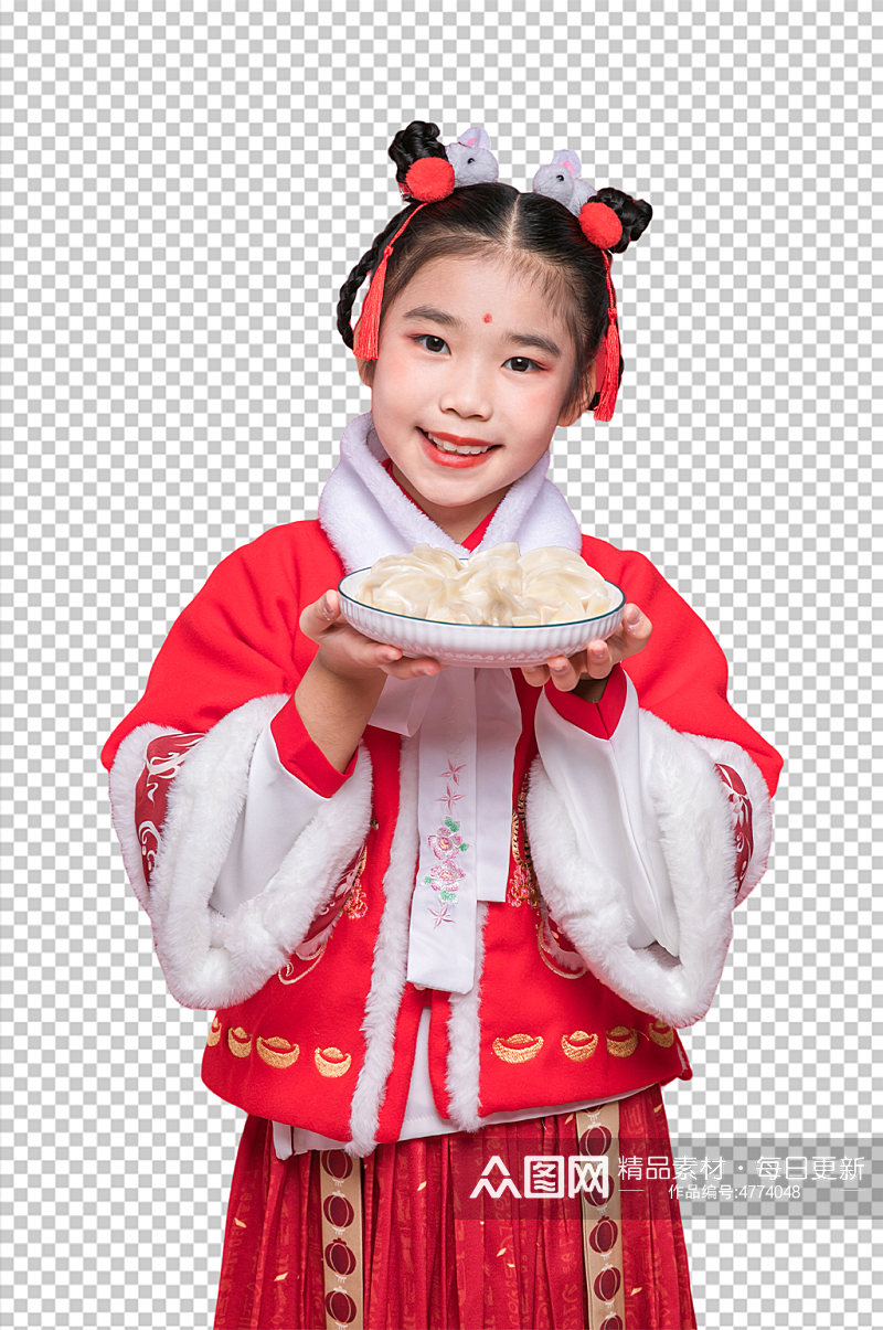 春节新年美食人物小女孩PNG免抠摄影图片素材