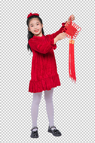 春节新年人物中国结元素PNG免抠摄影图片