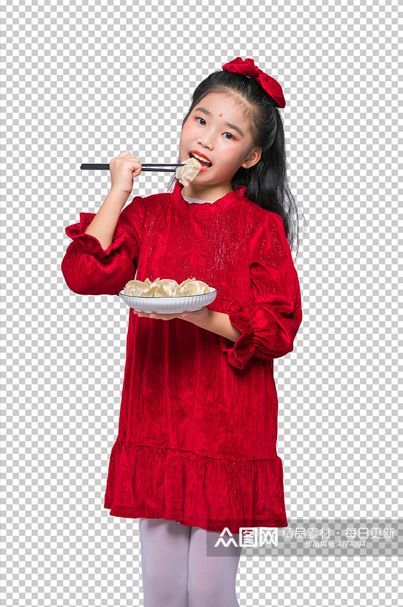 春节新年美食人物小女孩PNG免抠摄影图片素材