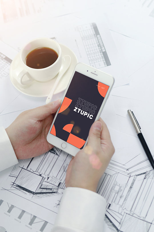 商务手机UI开屏海报展示模版样机设计-众图网