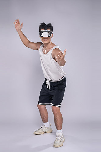 时尚健身运动人物男生VR元素摄影图片素材