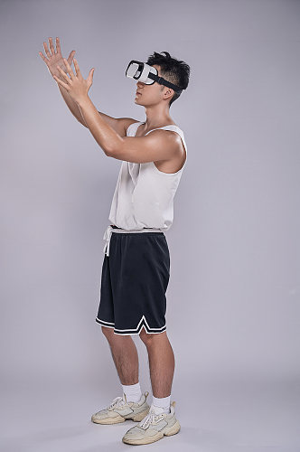 时尚健身健康人物男生VR元素摄影图片素材