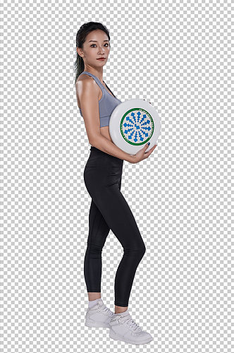 健身体育飞盘运动女性人物PNG免抠摄影图